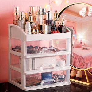 Make-up-Organizer, Schmuckbehälter, Make-up-Pinsel-Aufbewahrungsbox mit Aufklebern, Kunststoffschubladen, kosmetischer Schreibtisch-Organizer