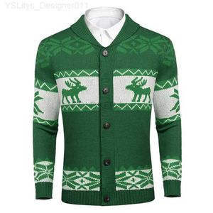 Kvinnors tröjor Coldker Autumn Winter Men's Christmas Cardigans Xmas Sweaters Man Reindeer Snowflake Shawl Collar Sticked Cardigan Sweatercoat L231019