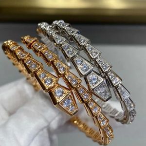 European popular jewelry 925 sterling silver zircon elastic snake bone bracelet rings Women's high-end fashion luxury brand party