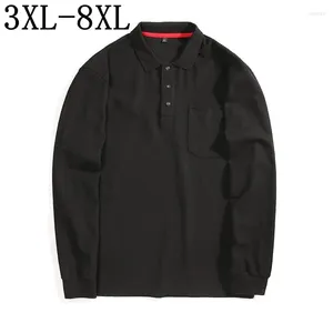 Herrpolos 5xl 6xl storlek 7xl 8xl 2023 Business Polo Shirt Men with Pocket Long Sleeve Camisas Top Quality Mane Casual Shirts