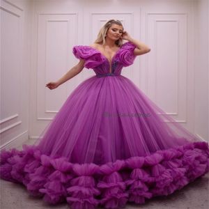 Gorgeous Purple Quinceanera Dresses 2024 Ball Gown Beaded Puffy Sweet 15 Dress Vestidos De Xv Anos 16 Charro Ruffles Birthday Vestidos Debutantes Masquerade Prom