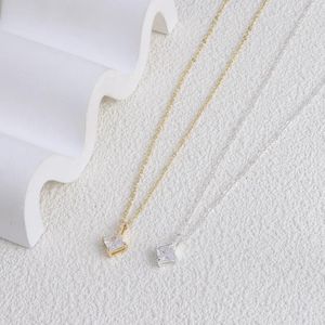 Choker ALLME Minimalist Gold Silver Plated Copper Square CZ Cubic Zirconia Pendant For Women Statement Jewelry