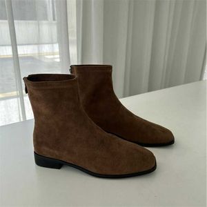 Top Boots Korean Small Ankle Autumn/winter Version Square Head 2024 Thick Heel Thin Versatile Bare Martin New Style