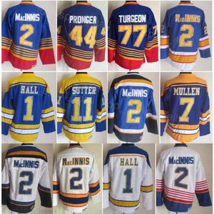 Man Retro Hockey 2 Al Macinnis Jerseys 1 Glenn Hall 7 Joe Mullen 11 Brian Sutter 44 Chris Pronger 77 Pierre Turgeon 16 Brett Hull Tony Twist 1995 1996 Vintage Classic CCM