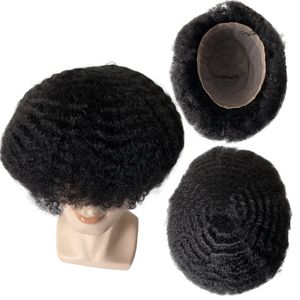 Оптовая продажа, 8 мм, полный кружевной афро-кудрявый вьющийся парик из 100% натуральных человеческих волос, мужской парик 8*10 дюймов, полный кружевной парик, 360 переплетений