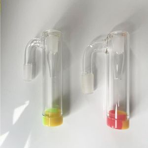 14 mm 18mm glas aska catcher hookah accessoarer med 10 ml färgglad silikonbehållare återlämnad manlig kvinnlig aska för bong dab rigg vfgf