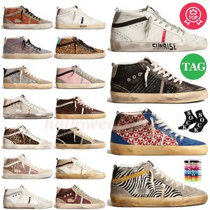 2024 Top Leather Suede Designer Casual Shoes Women Mens Mid Star Platform Sneakers Pink Burgogne Glitter Silver Gold Vintage Paris Italy Brand Flat Sports Trainers