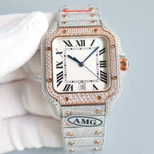 Ręcznie robione diamentowe zegarek Mens Automatyczny ruch mechaniczny Kobiety zegarki 40 mm szafir ze stalową bransoletką montre de luksus