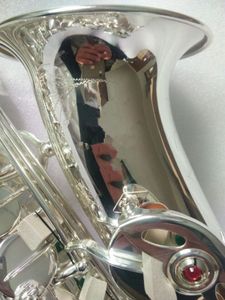 Ny bassaxofon mark vi altsaxofon silver pläterat e platt varumärke professionellt musikaliska instrument sax med fall mässing vass. munstycke gratis frakt