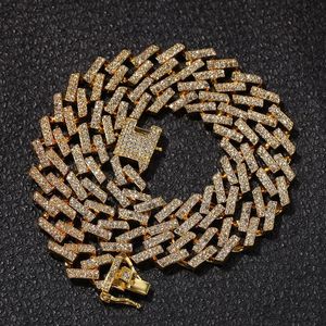 Hip Hop Bling Chains Biżuteria Mężczyźni mrożone naszyjnik Złota srebrny czarny niebieski diament Miami Cuban Link 3379