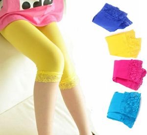 14 Farben Kinder Baby Mädchen Samt Candy Farbe Leggings Sommer Mädchen Spitze Leggings Kinder abgeschnitten Hosen