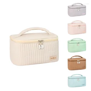 Cosmetic Bags Open Cover Cake Cosmetics PU Soft Solid Color Portable Toiletry Bag Large Capacity Storage Cases