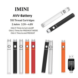 China Top Original Imini AVV 510 thread bateria pré-aquecimento vapers caneta 350mah 650mah 900mah 1100mah recarregável para cartucho vape 3.3 / 3.8 / 4.3 / 4.8v Em estoque Atacado i Vape