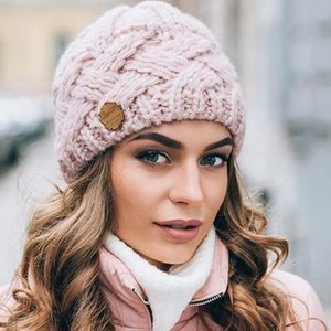 ビーニー/スカルキャップ女性のための冬の帽子フリース付きビーニーハットメンズレディー冬のキャップ