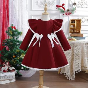 Vestidos de menina 1-5y meninas bebê traje de natal laço bowknot vestido festa crianças chirstmas para roupas de ano vermelho inverno