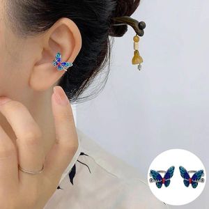 Backs Earrings 925 Sterling Silver Butterfly For Women Girl Vintage Drop Glaze Enamel Design Jewelry Party Gift