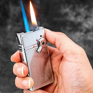 Lighters JOBON Double Fire Switch Straight Into Open Flame Blue Flame In-line Lighter Creative Personality Inflatable Windproof Lighter