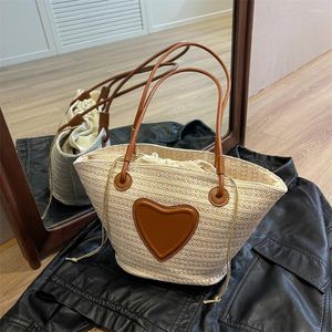 Evening Bags Drawstring Straw Tote Bag Women Shoulder Rattan Boho Summer Beach Woven Shopping Casual Basket Female Clutch 2023