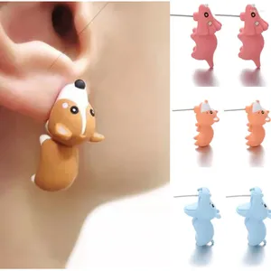 Stud Earrings Cute Animal Bite Earring Cartoon Soft Clay For Girl Tyrannosaurus Dinosaur Party Fun Gift