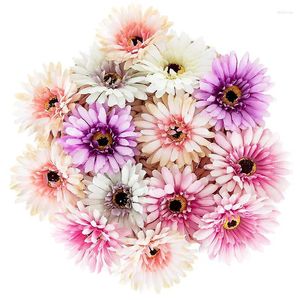 Dekoratif Çiçekler 5 PCS Yapay İpek Gerbera Çiçek Kafaları Ghrysantemum Daisy DIY Saç Aksesuar Çelenk Düğün Ev Buket Bahçe Dekor