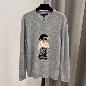 RL Designer Sweater Original Quality Autumn/Winter New Heavy Industry Embroidery Ralp Laurens Sweater Little Bear Doll Cashmere Wool Blended Knit Shirt 231