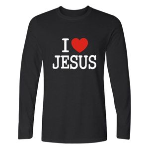 Blackday eu amo jesus cristão manga longa t camisa de fitness com camisa masculina luxo na moda masculina algodão t s2803