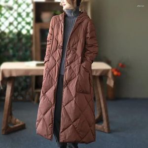 Kadın trençkotları kış soğuk ceket parkas süper uzun yastıklı ceket gevşek vintage moda toptan kıyafetler