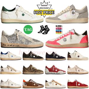 Top Fashion Women Designer Golden Ball Star Casual Shoes Silver Läder Black White Leather Suede Vintage Basketball Platform Sneakers Skateboard Trainers