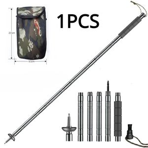 Pólos de trekking em liga de alumínio Pólos de trekking multifuncionais Bengala desmontável Alpenstock Outdoor Self Defense Stick Caminhadas Bengala 231018