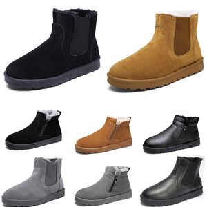 Baumwollstiefel ohne Markenzeichen, mittelhohe Herren- und Damenschuhe, einfarbig, braun, schwarz, grau, Leder, Outdoor, Winter