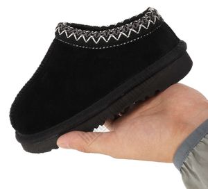 Pantofole Tasman II per bambini Pantofole Tazz per bambini Ciabatte in pelliccia di castagna Pelle di pecora Shearling Classic Ultra Mini Boot Sabot invernali Slip-on in lana Littlesize 21-454