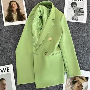 Ternos femininos blazers primavera outono cor sólida terno elegante coreano casual jaqueta feminina moda luxo feminino casacos splice escritório senhora roupas 231019