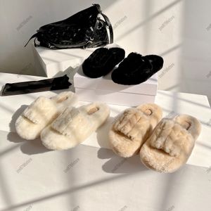 Authentische Designer-Hausschuhe aus Wollfell, Damen-Sandalen, Damen-Modedesigner, flauschige Plüsch-Hausschuhe, Winter-Hausschuhe