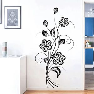 Wall Stickers Black Flower Vine Vinyl Refrigerator Window Cupboard Living Room Decoration DIY Decals Art Mural Home Decor 230819