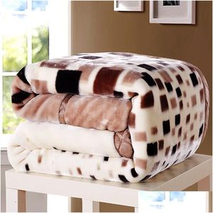 Cobertores Soft Winter Quilt Cobertor Impresso Raschel Mink Lance Twin Queen Size Cama Dupla Fofa Quente Gorda Cobertores Grossos Home Ga Dh9Us