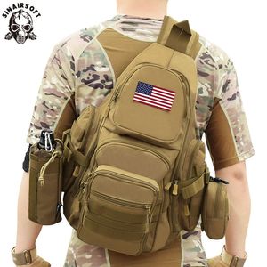 Backpack Tactical Sling Bag 14" Laptop Waterproof Molle Military Travel Backpack Camping Hiking Hunting Sport Sports Bags Rucksack 20-35L 231018