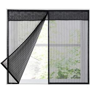 Cortinas transparentes rede mosquiteira magnética para janela interna cortina de malha de tule tamanho personalizado fecha automaticamente a porta da tela 231019