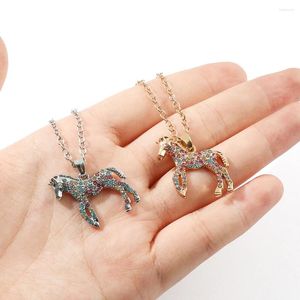 Pendant Necklaces Pony Crystal Horse For Women Children Cute Cartoon Animal Choker Collier Fashion Jewelry Accessories Bijoux Gifts