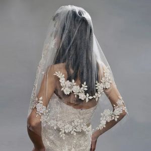 Elbow Length 75cm Short Veil Two Layers Appliques White/Ivory Wedding Veil with Pearls Beading Bridal Veil