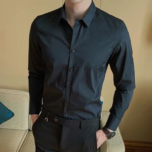 Camicie casual da uomo Quattro stagioni Non stirabile Regular Fit Camicia casual da lavoro a maniche lunghe Antirughe Tinta unita Camicie formali sociali maschili 231018