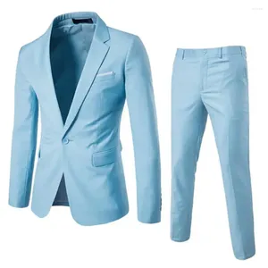 Abiti da uomo Pantaloni da uomo Set elegante abito da lavoro con risvolto con bottone singolo Abbigliamento da lavoro professionale slim fit per un look raffinato