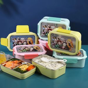 Bento Boxes Demon Slayer Stainless Steel Bento Box Microwave Safe Thermal Insulated Food Container Lunch Box For Kids School Children Picnic 231013