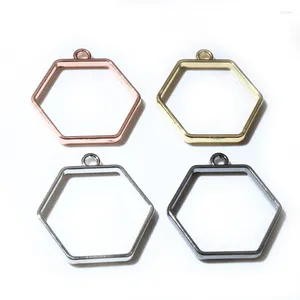 Charms 10pcs 29x28mm sześciokąt geometryczny pusty cynk stop metalowa rama ramka wisząca żywica epoksydowa wiszą