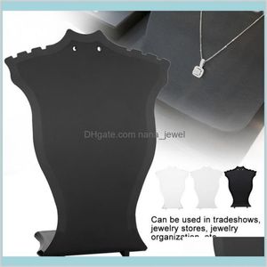 Packaging Jewelry Pendant Necklace Chain Holder Earring Bust Display Stand Showcase Rack Black White Transparent Drop Delivery 202223C