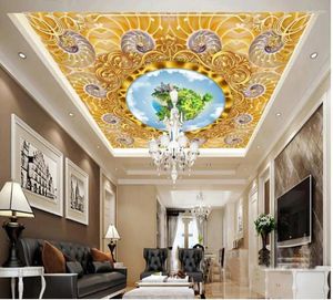 Обои WDBH Custom Po 3d потолочные фрески обои золото и роскошный европейский узор земли стены для стен 3 D