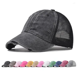 Berretti da baseball Berretto da baseball Cappello da sole Colore puro Netto Foro di puntura Design Acqua di lavaggio Cowboy Solid Mesh Ombra Estate