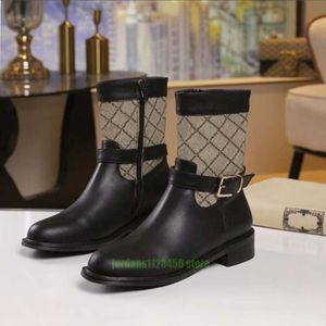 Designer de luxo mid-barrel boot mulheres clássico impressão emenda moda cavaleiro botas retro inverno couro salto grosso sapatos femininos botas longas