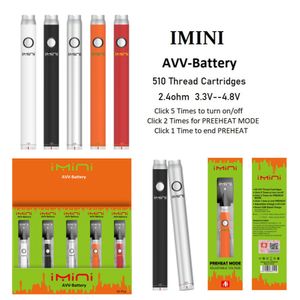 China Lieferant Authentische IMini AVV 380mAh Variable Spannung Vorheizung Batterie E-Zigarette 510 Faden für dicke Ölvapepatronen 3.3-4,8 V für Dampfdampfwagen CARSS USA