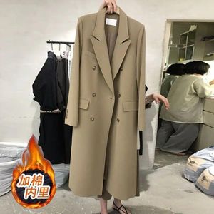 Women's Trench Coats Autumn/winter Long Suit Coat Women 2023 French High-grade Casual Over The Knee Loose Double-breasted Windbreaker