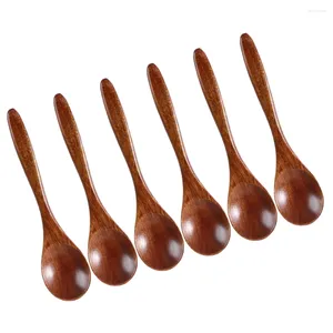 Spoons 6 Pcs Wood Spoon Soup Tablespoon Kitchen Utensil Wooden Baby Mini Desserts